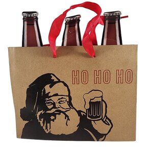 NEW Design Group Santa Clause Holding Beer 6 Pack Heavy Duty Gift Bag Christmas